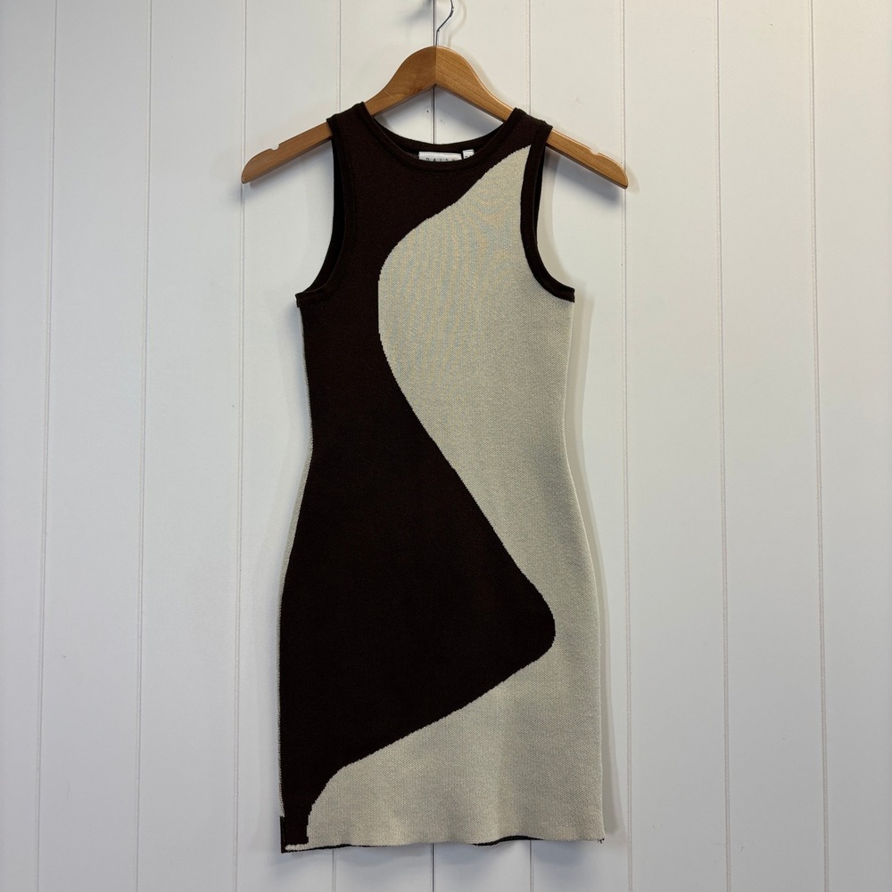 Daisy Street Y2K Colorblock Bodycon Knit Mini Dress Women Size S Mod Summer Chic